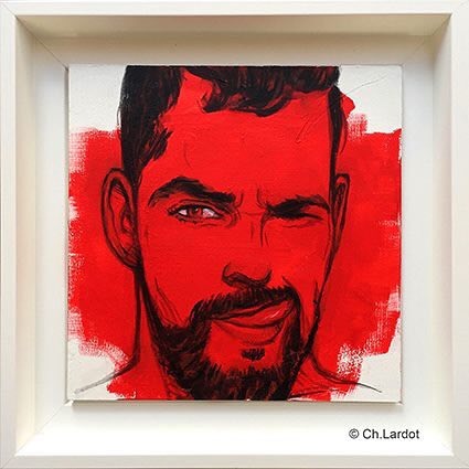 RED STAIN SERIE / MURILLO- Acrylic painting on wood board (20 cm)